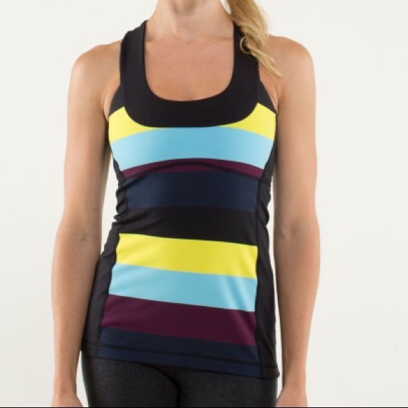 lululemon athletica Tops - 🌷Lululemon scoop neck tank pow stripe split pea 2